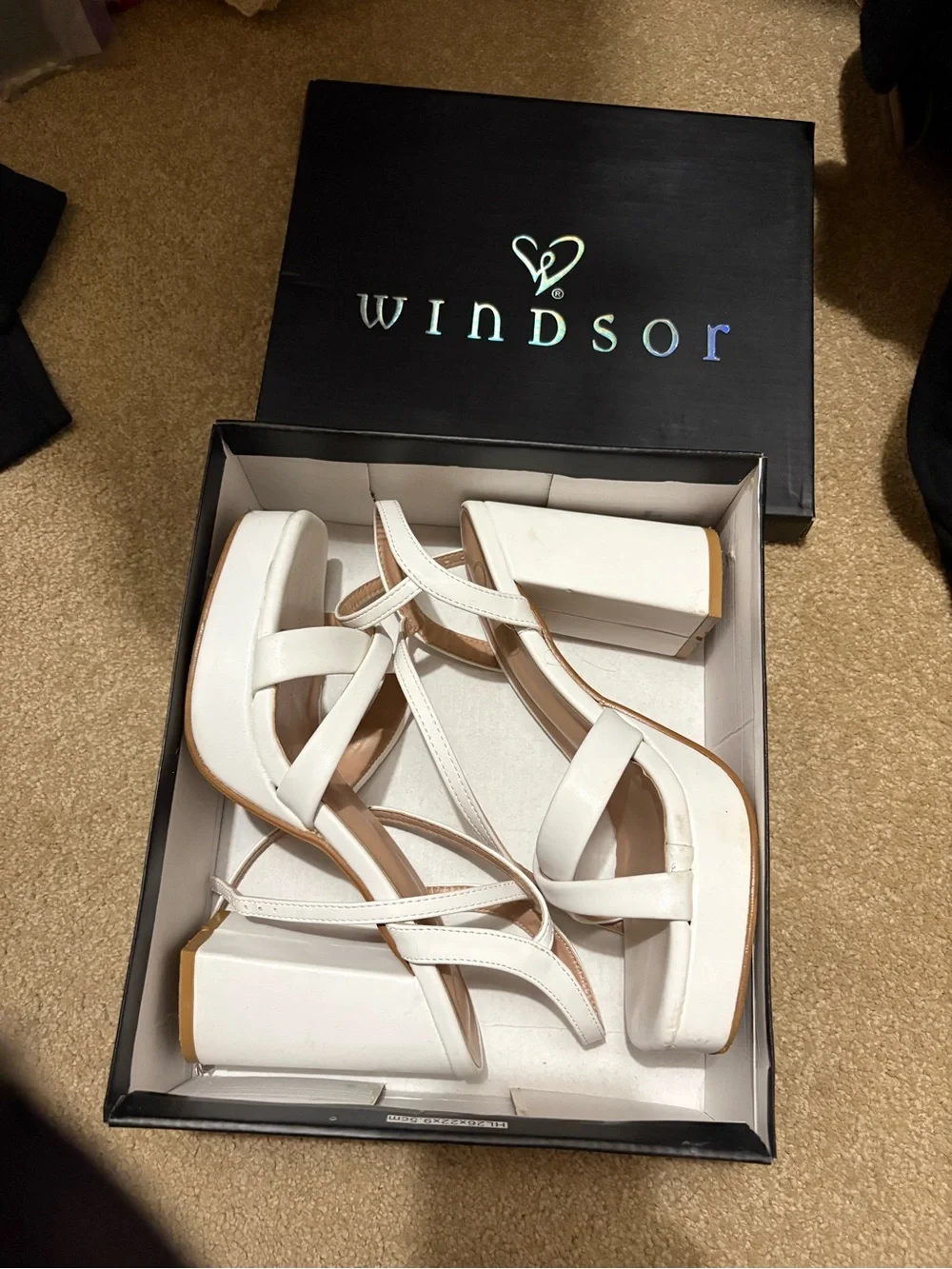 Windsor White Platform Strappy Block Heel Sandals